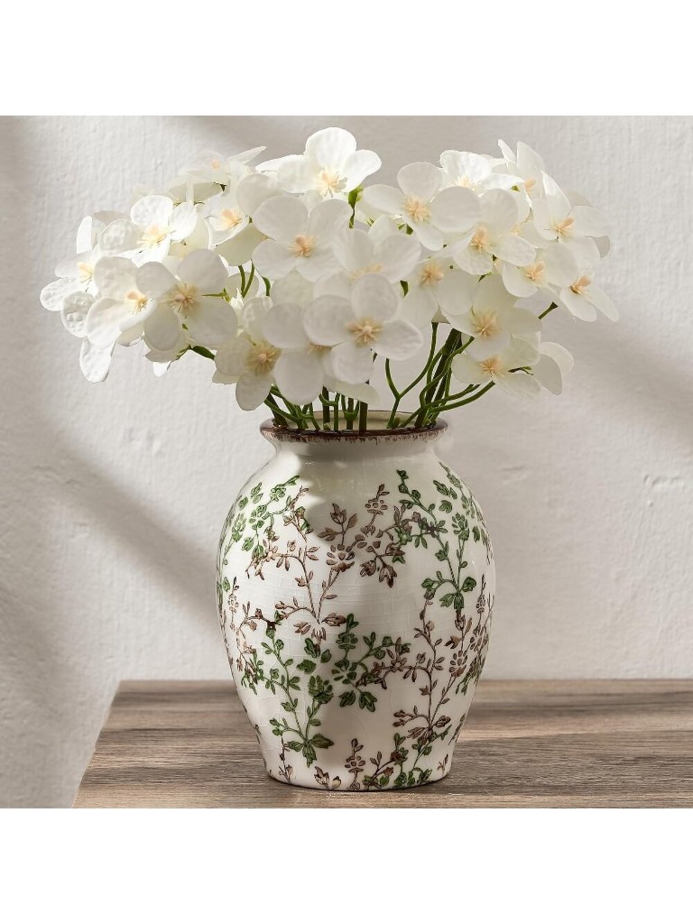 5.63" Ceramic Flower Antique Vintage Rustic Chinoiserie Floral Vase For Home Dec